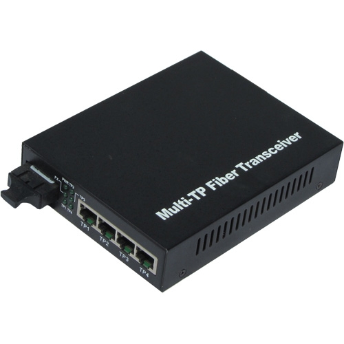 4-port 10/100Base-TX to 1-port 100Base-FX SC 1310T/1550R BiDi WDM SM 80km