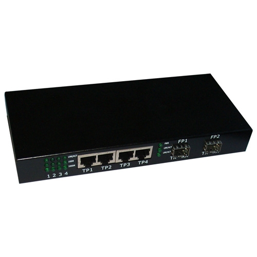 4-port 10/100Base-TX to 2-port FE SFP (Without SFP Module)