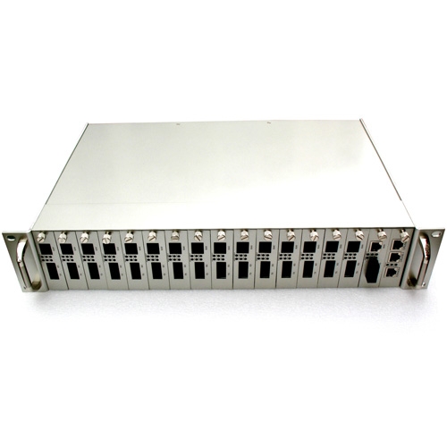 16-slot Rack for Card-type Media Converters with Single Power Supply 
